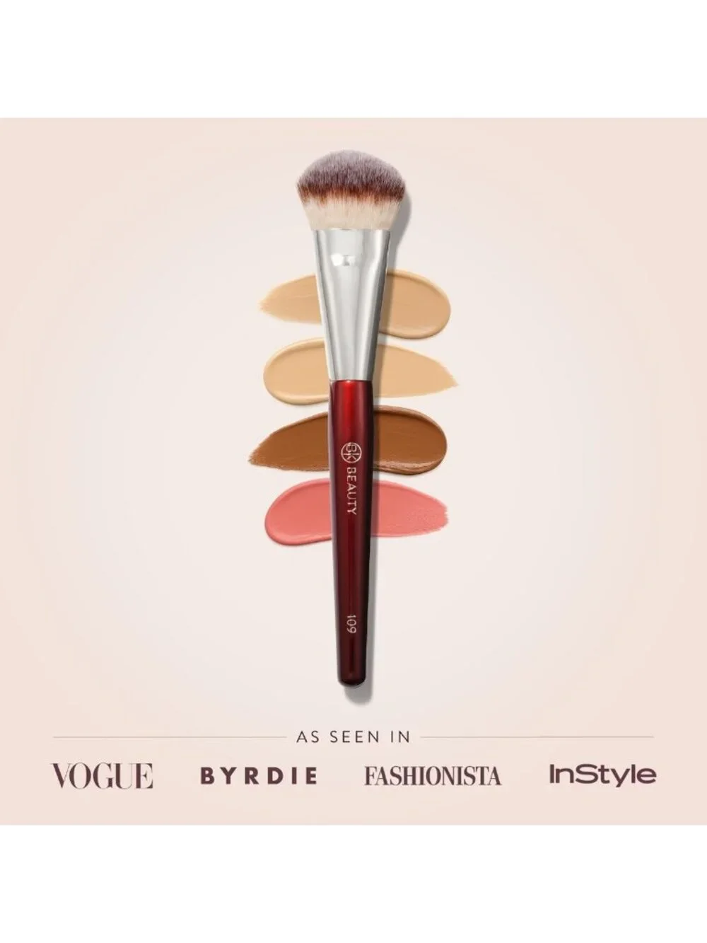 Mini Contoured Foundation Brush for Liquid & Cream | Compact Brush for Blush